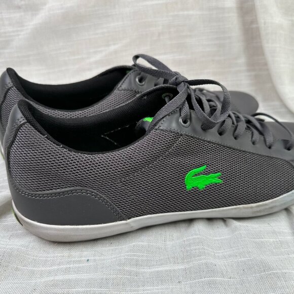 Lacost Mens Cresion Synth Premium Lace Up Trainers Sneakers Grey & Green Size 12 - Picture 3 of 6